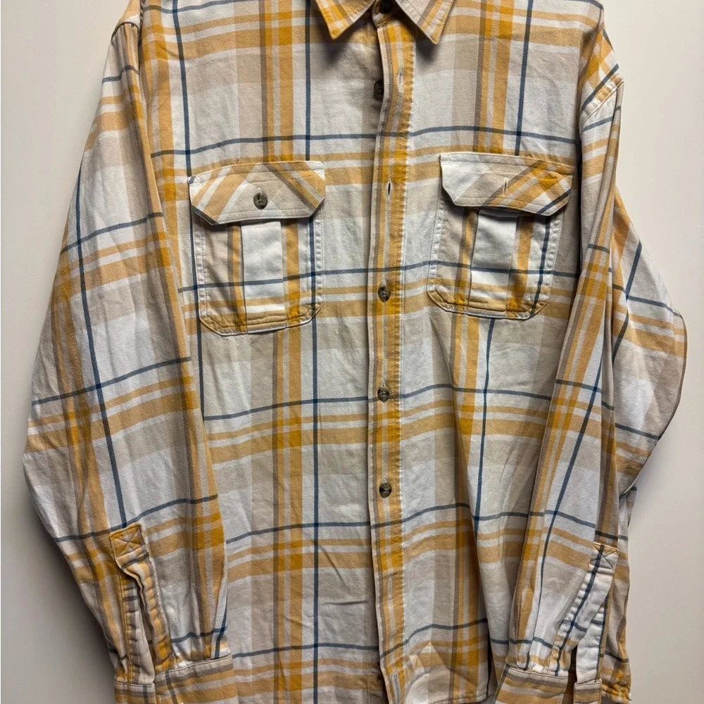 Cabela's Yellow and White‎ Checkered Shirt